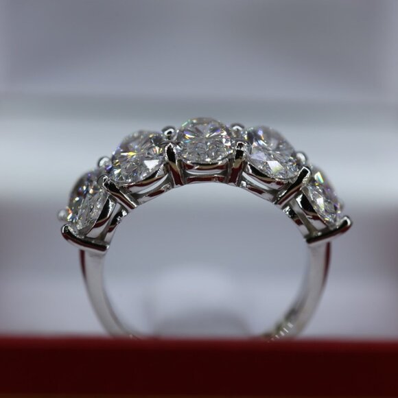5.00 Carat Oval Lab-Grown Diamond Half Eternity Band 14K White Gold IGI Certifie - Picture 5 of 8